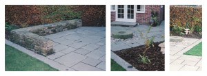 Natural stone paving and dry stone wall